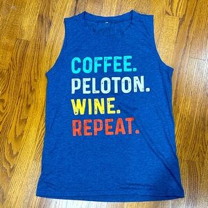 Blue Graphic Tank Top with Colorful Text